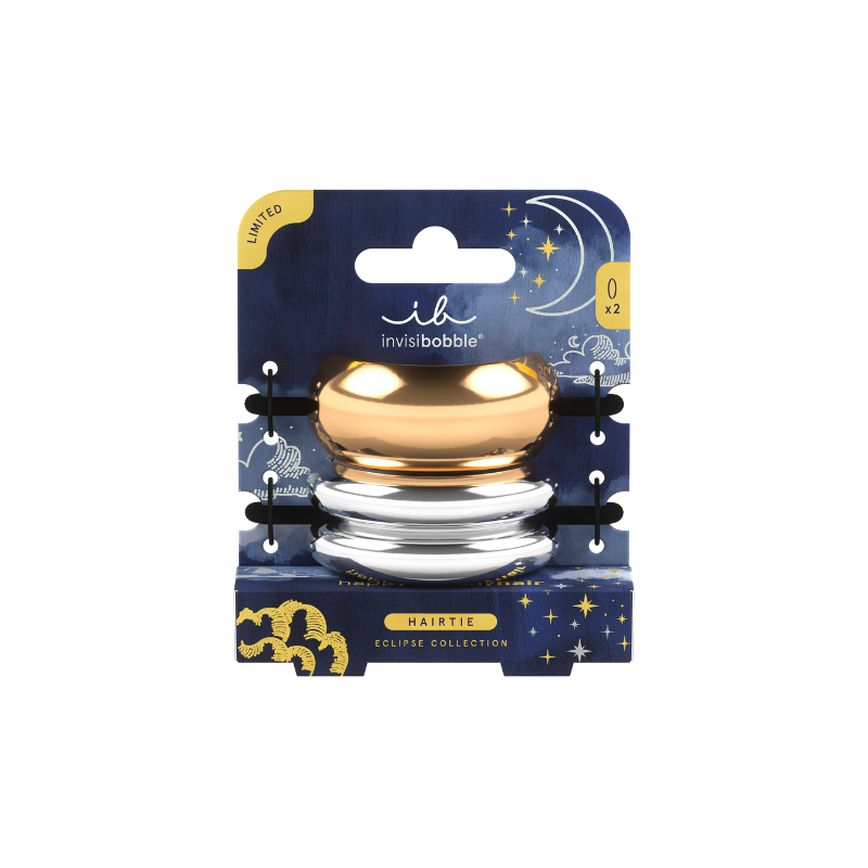 Invisibobble HAIRTIE Eclipse Aurora Radiance | 2 Elásticos Dourado e Prata