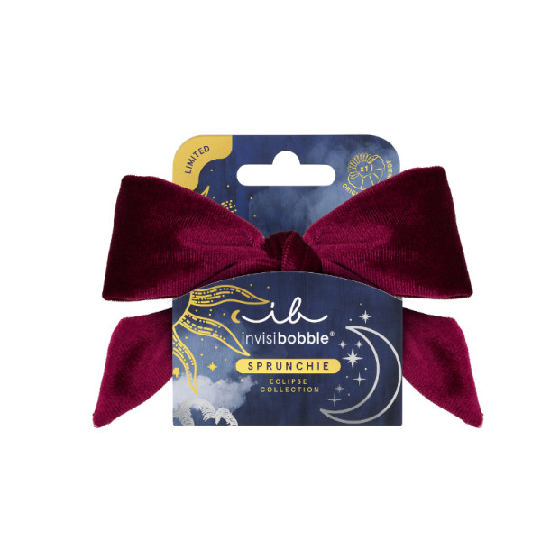 Invisibobble SPRUNCHIE Eclipse Velvet Grace | Goma para el Cabello de Terciopelo Roja