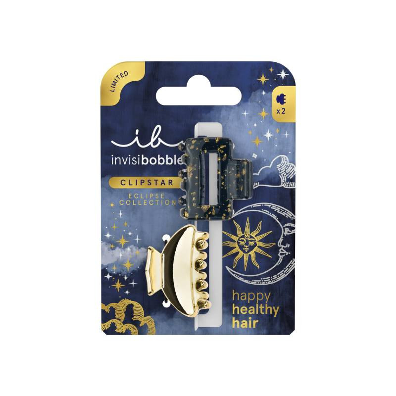 Invisibobble CLIPSTAR 2 Molas de Cabelo Eclipse Lunar | Cor Preto e Dourado