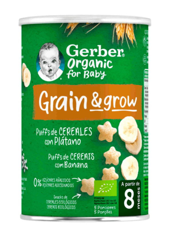 Gerber Bio Nutripuffs Plátano 35G 8M+