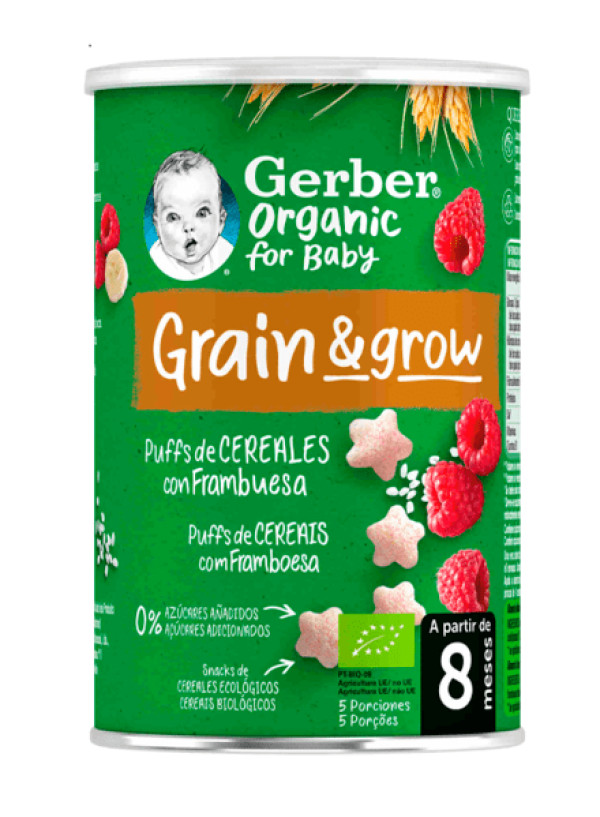 Gerber Bio Nutripuffs Frambuesa 35G 8M+