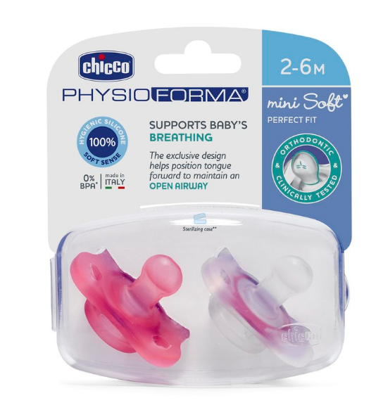 Chicco Chupetas Mini Soft Rosa para Menina 2-6 Meses
