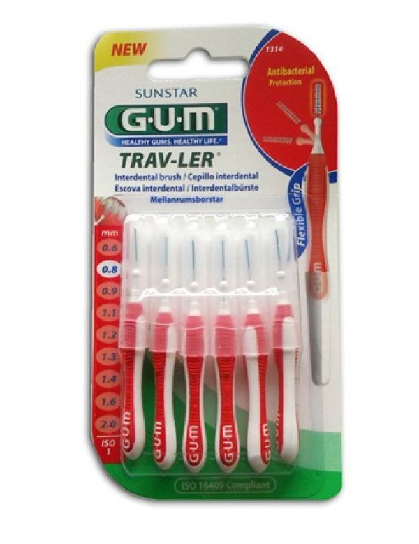 Gum Trav-Ler Cepillo Interdental 1314 Cilíndrico Portátil U-Micro x 6 unidades