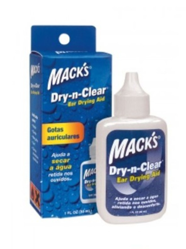 Gotas de Limpeza Macks Dry N Clear para Água nos Ouvidos