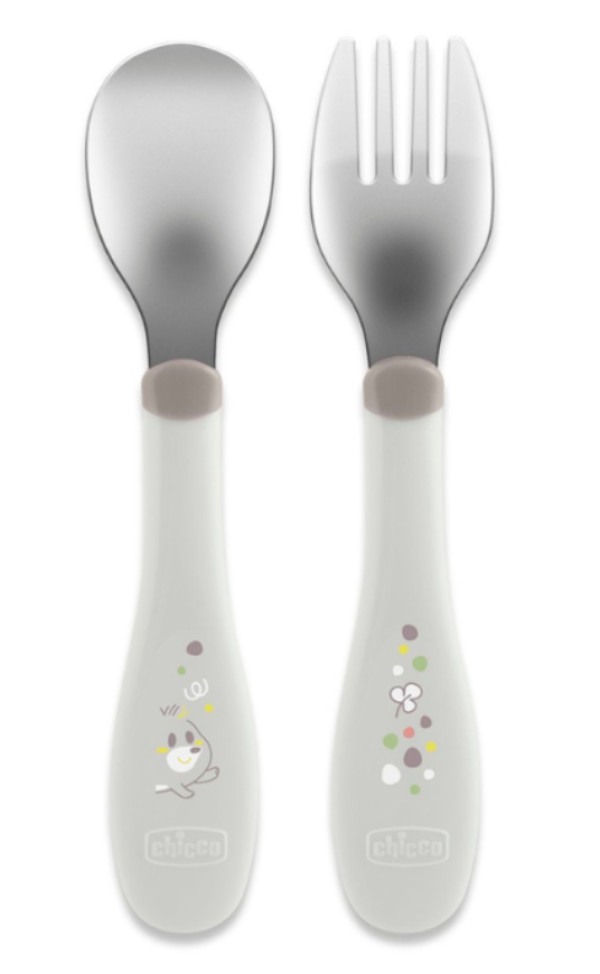 Chicco Talheres Inox Cinza 18M+