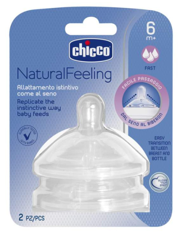 Chicco Tetina Natural Feeling Fluxo Rápido 6M+ x2