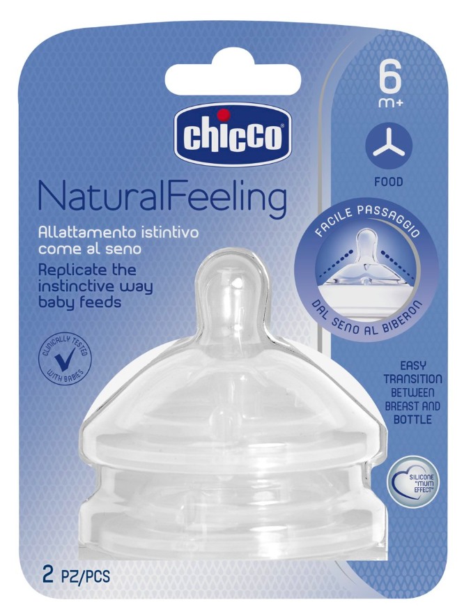 Chicco Tetina Natural Feeling Fluxo Papa 6M+ x2