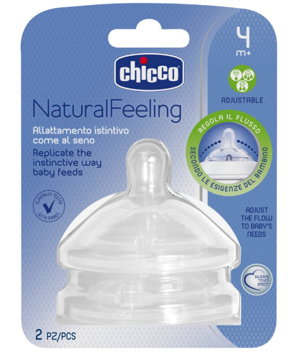 Chicco Tetina Natural Feeling Fluxo Regulável 4M+ x2