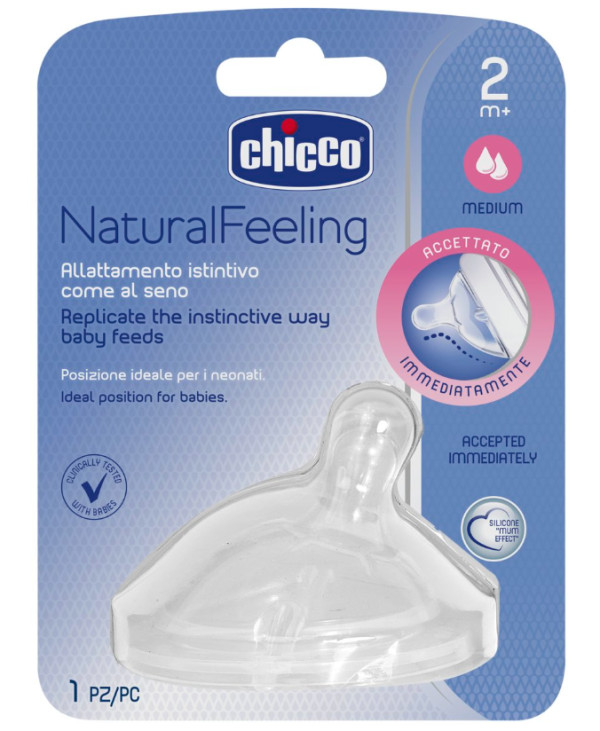 Chicco Tetina Natural Feeling Fluxo Médio 2M+ x2