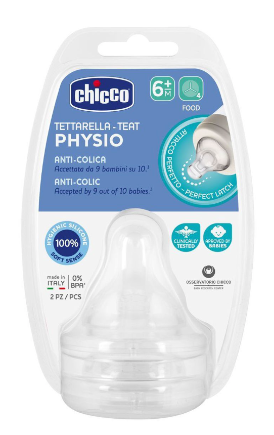 Chicco Tetina Physio Silicone Fluxo Papa 6M+ x2