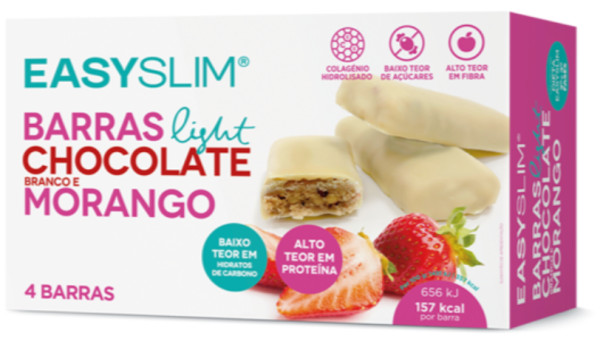 EasySlim Barras Chocolate Blanco y Fresa 4x44g