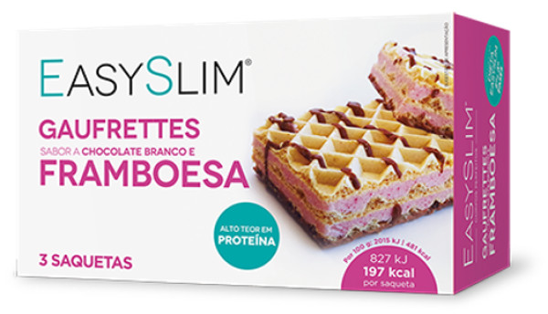 EasySlim Gaufrettes Chocolate Branco e Framboesa 3x41,1g