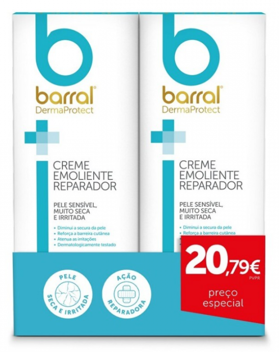 Barral DermaProtect Creme Emoliente Reparador 2x200ml (Preço Especial)