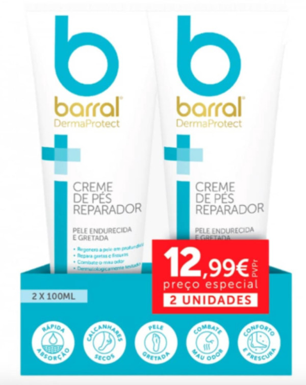 Barral DermaProtect Creme Pés Reparador 2x100ml (Preço Especial)