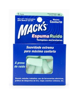 Mack S Espuma Ruído Tampão Otorrino (x5 unidades)