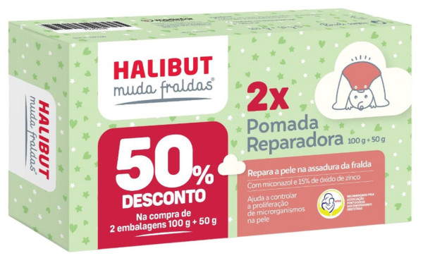 Halibut Muda Fralda Pomada Reparadora 100g+50g (50% Desconto)