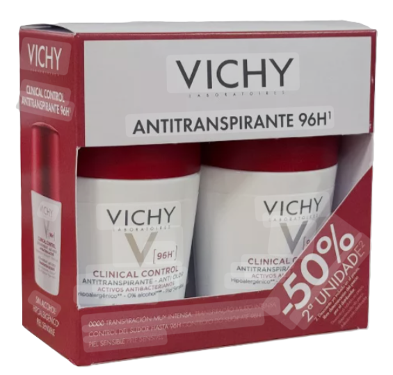 Vichy Desodorizante Roll-On Clinical Control 96H 2 x 50ml (50% 2ªUnidade)
