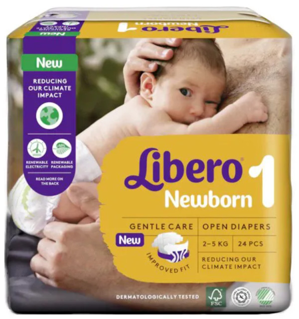 Libero Recién Nacido Talla 1 (2 - 5 Kg) x 24 pañales