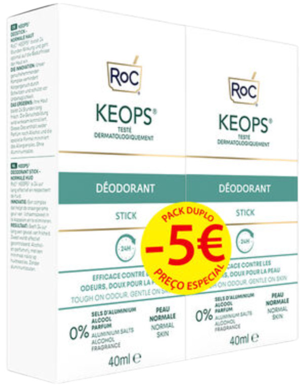 RoC KEOPS Desodorizante 24H Stick 2x40ml (5€ Desconto)