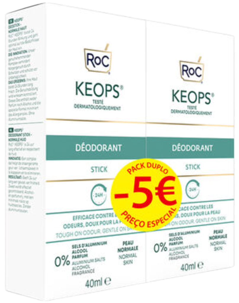 RoC KEOPS Desodorizante 24H Stick 2x40ml (5€ Desconto)
