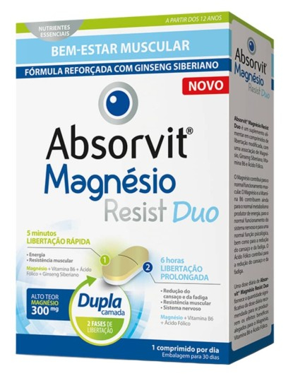 Absorvit Magnésio Resist Duo 30 comprimidos