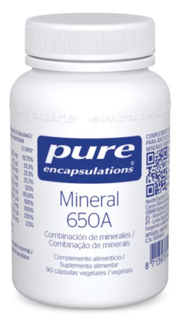 Mineral 650A de Pure Encapsulations - Suplemento Nutricional en Cápsulas, 90 Unidades
