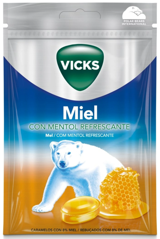 Vicks Mel Rebuçados com Mentol Refrescante 72g