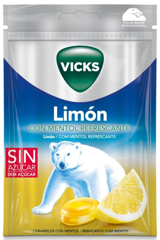 Vicks Limão Rebuçados com Mentol Refrescante 72g