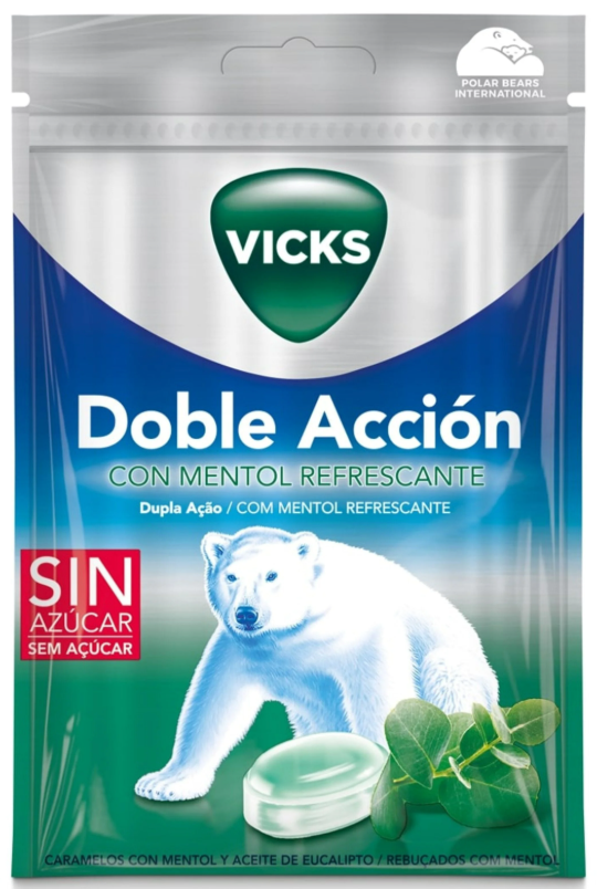 Vicks Dupla Ação Rebuçados com Mentol Refrescante 72g