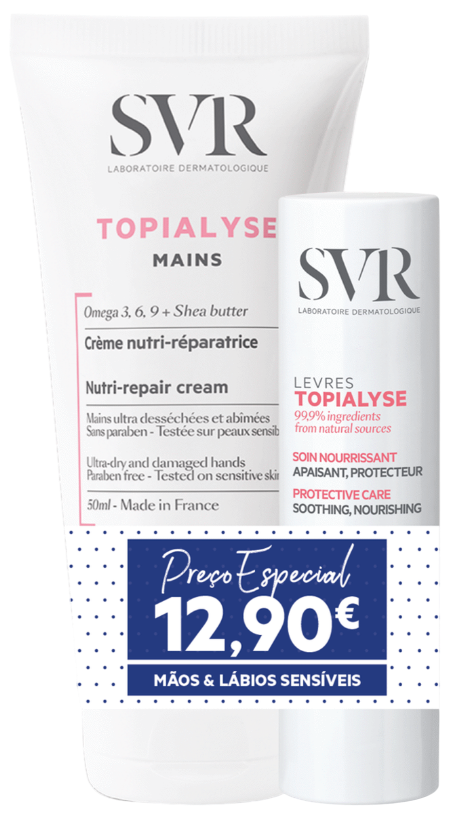SVR Topialyse Creme Mãos 2x50ml + Stick Labial 4g