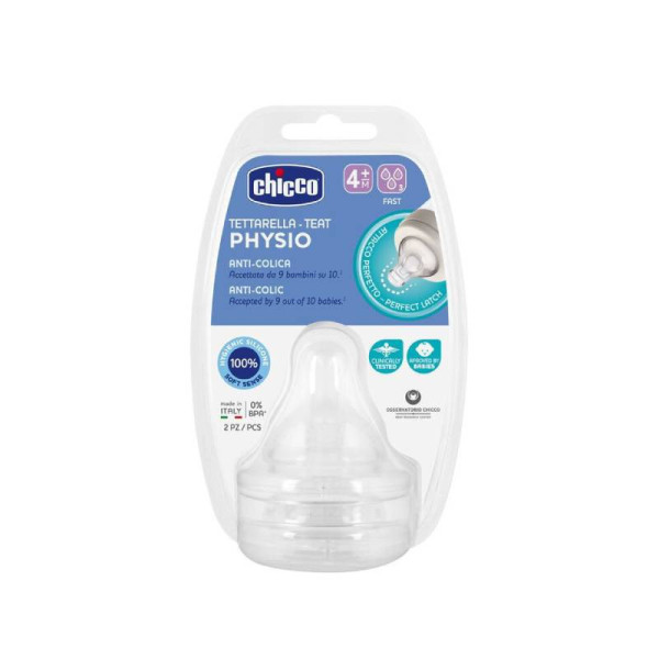 Chicco Physio Tetinas de Silicona Flujo Rápido 4M+