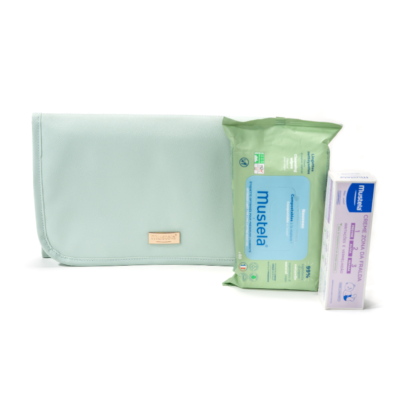 Mustela Bebé Kit Cambio de Pañal Menta | 60 Toallitas + 1 Crema