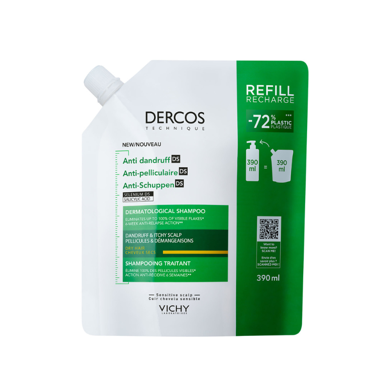 Dercos Anticaspa Recarga Champú Caspa Seca 390 ml