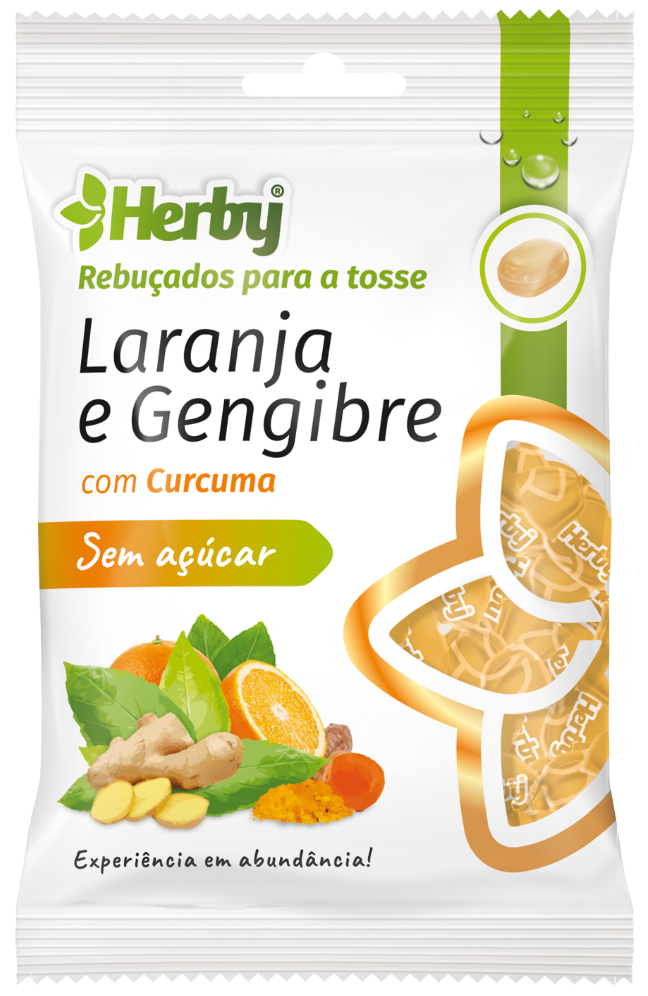 Herby Rebuçados Laranja e Gengibre com Curcuma Sem Açúcar 60g