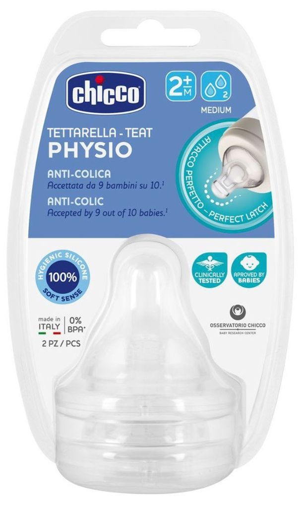 Chicco Tetina Silicone 2M+ Médio x2