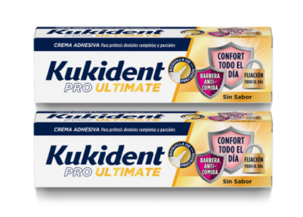 Kukident Pro Ultimate Barrera Anti-Comida / Sin Sabor 40g (Pack Doble)